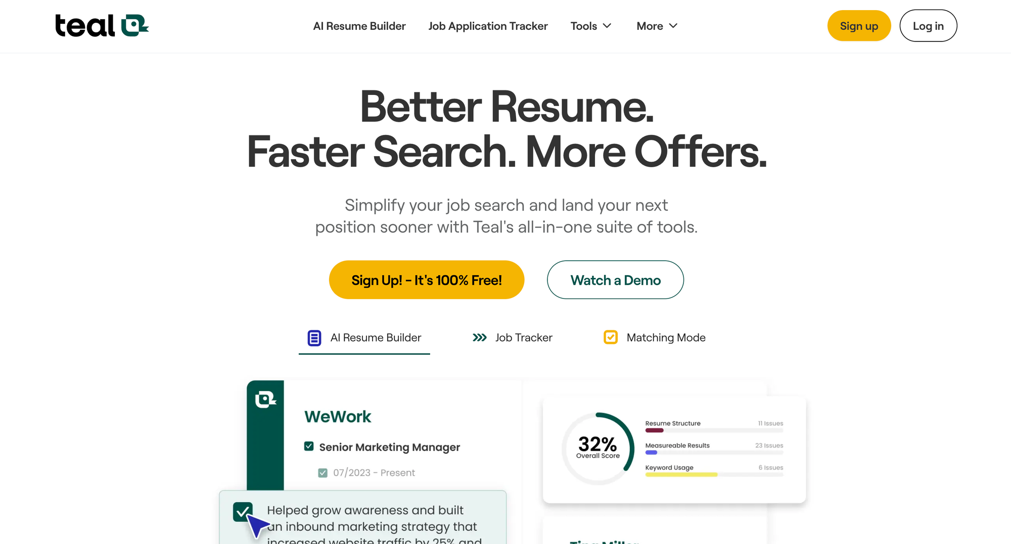 Teal AI Resume Builder