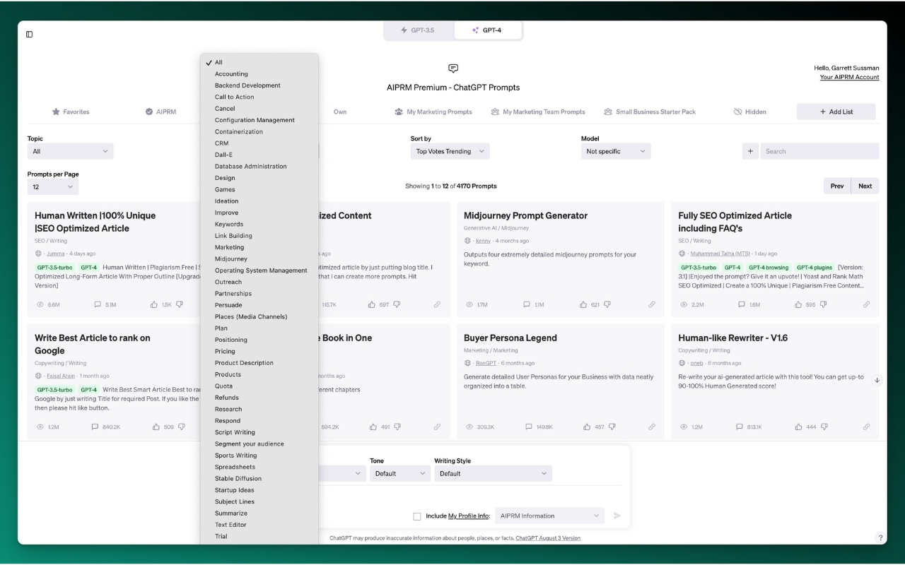 AIPRM for ChatGPT Plugin
