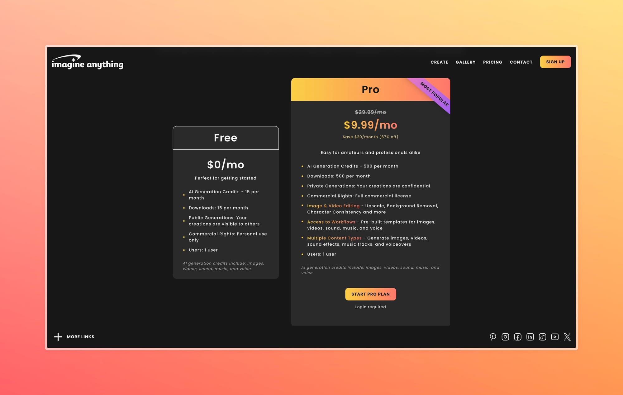 Pricing Plans Imagine Anything AI