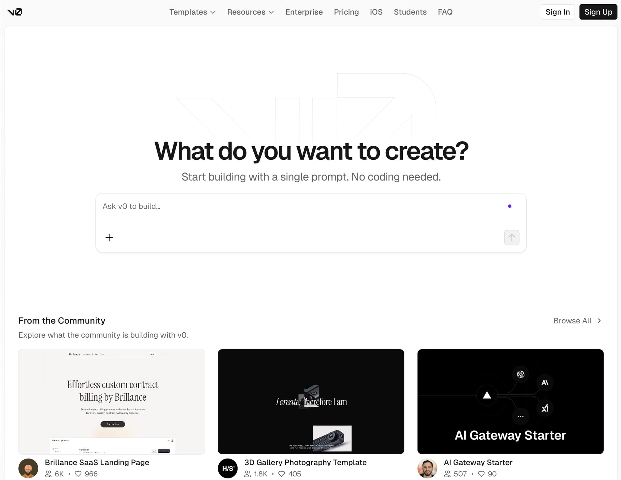v0 by Vercel - Vibe Coding Platforms