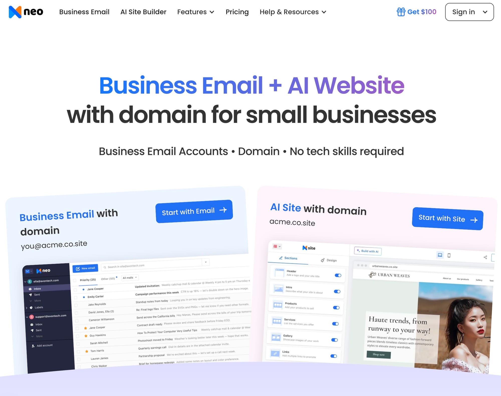 Neo — AI Email + Website Builder