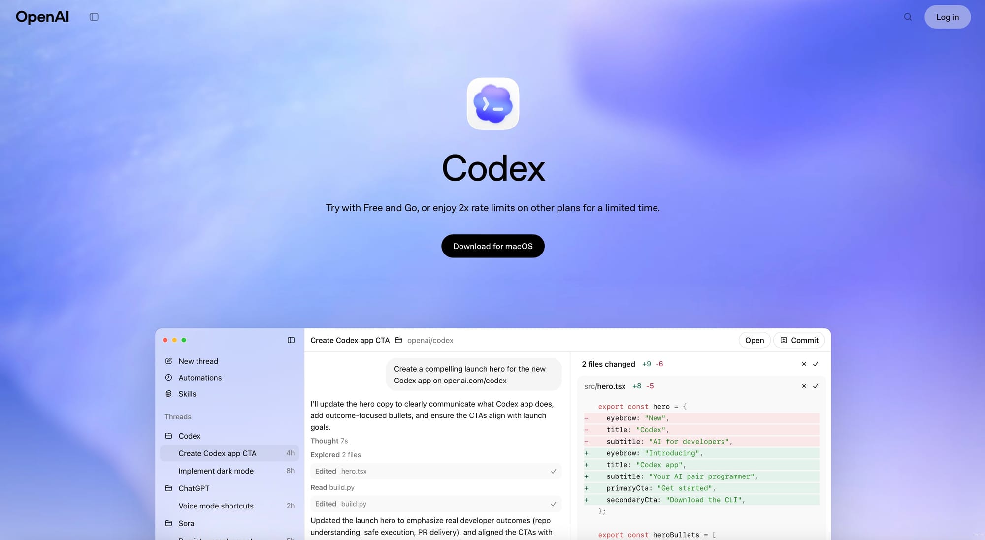 OpenAI Codex for Mac